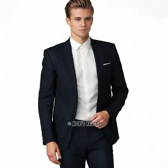 Massimo Dutti Super 130s Wool Navy Pinstripe Blazer Jacket Italian Size 58 - Picture 11 of 12